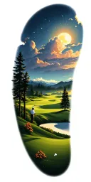 golf course landscape tattoo design idea