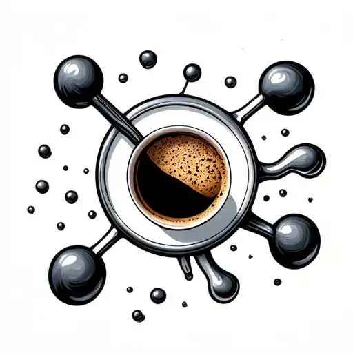 accurate caffeine molecule tattoo design idea