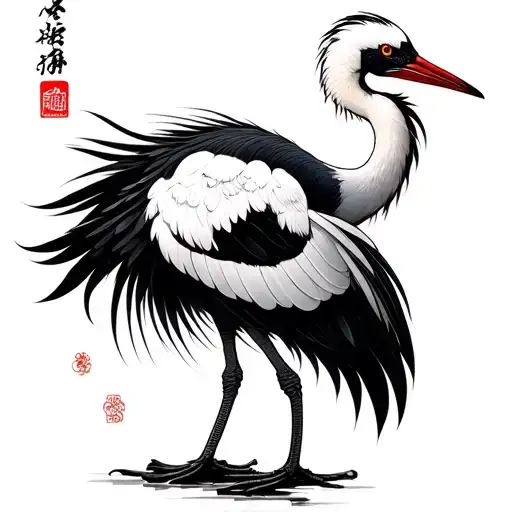 Crane Japanese tattoo design idea
