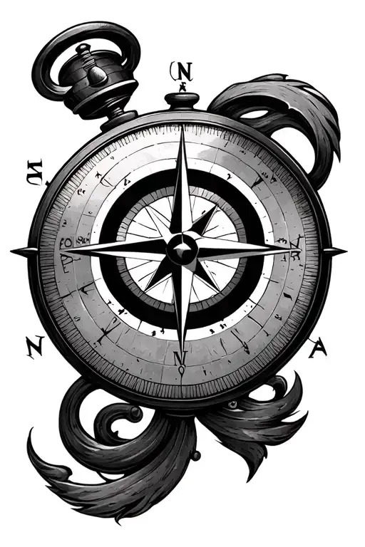 compass globe inside tattoo design idea