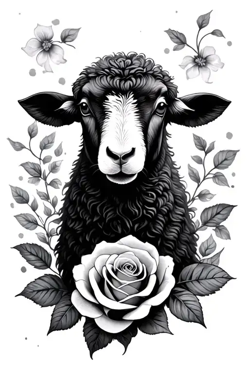 Black Sheep and roses tattoo design idea