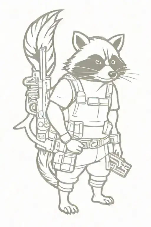 tactical combat racoon holding gun tattoo design idea