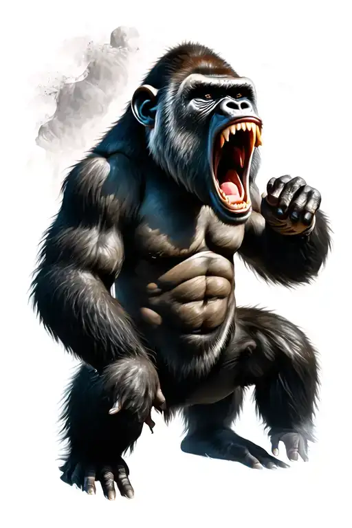white gorilla screaming tattoo design idea