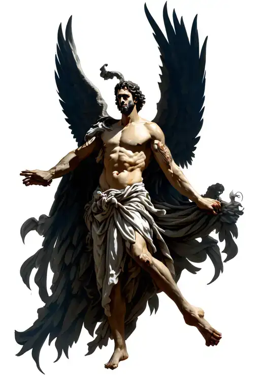 thanatos greek god with wings tattoo design idea