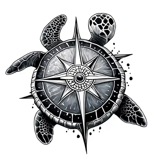 Sea Turtle Compass tattoo design idea