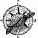 Sea Turtle Compass tattoo design idea