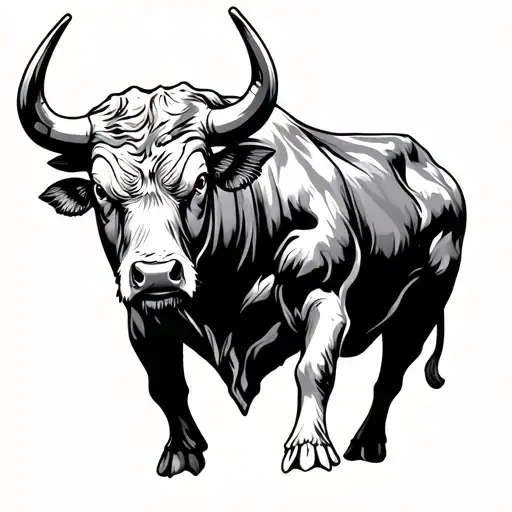 bull raging tattoo design idea