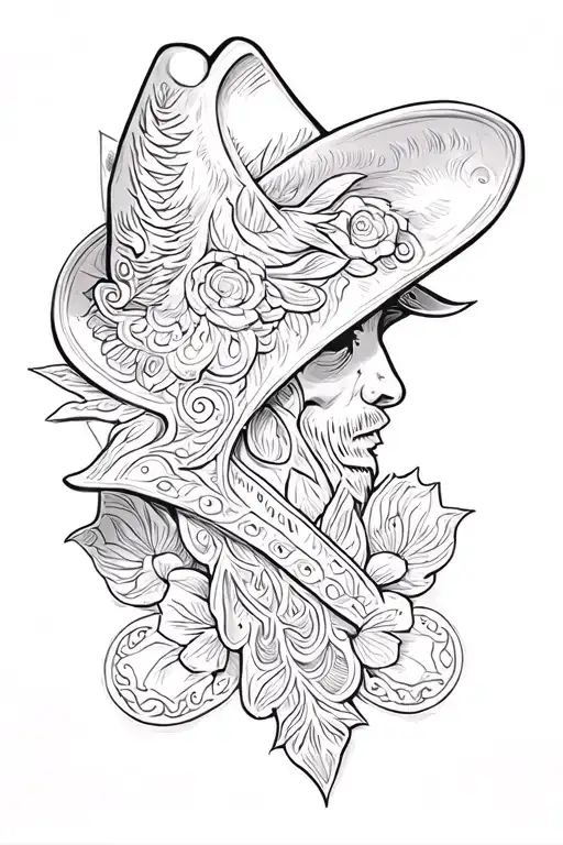 western tooled leather  tattoo design idea