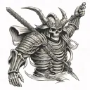 samurai warrior skeleton hands striped bass tattoo design idea