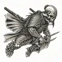 samurai warrior skeleton hands striped bass tattoo design idea