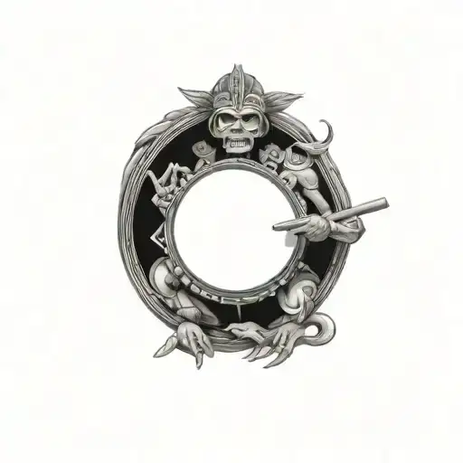 mictlan playing the drum tattoo design idea