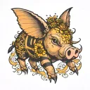 pig bumblebee tattoo design idea