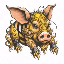 pig bumblebee tattoo design idea