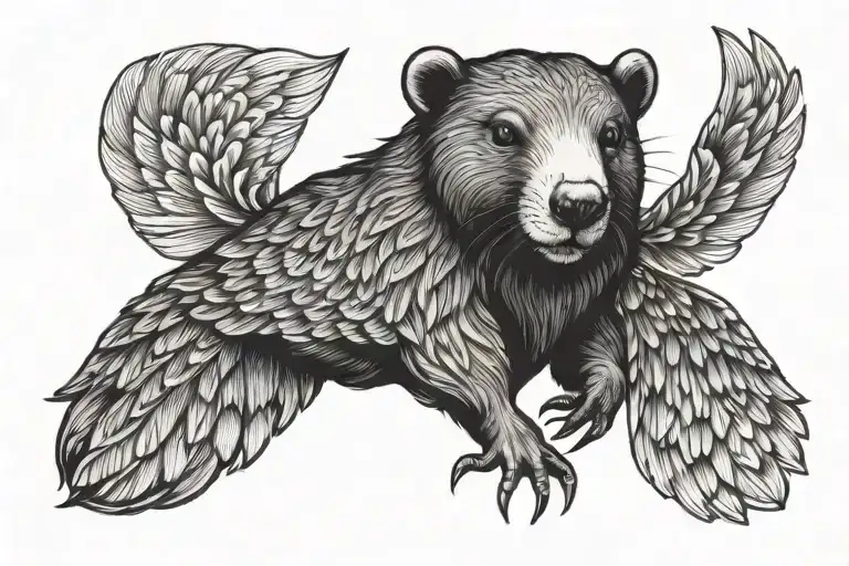 Beaver wings tattoo design idea