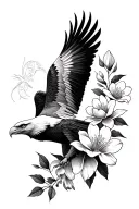 paisley print, magnolia flowers, eagle soaring tattoo design idea