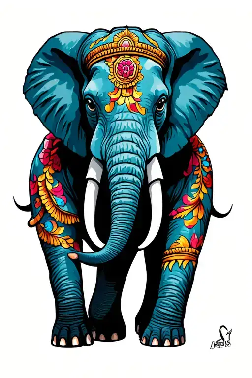 elephant struggle strength inspired tattoo design idea