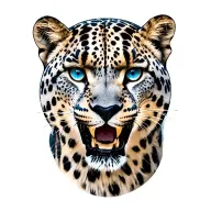 snow leopard with blue eyes staring tattoo design idea