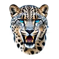 snow leopard with blue eyes staring tattoo design idea