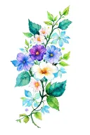 vine wrap tatoo for the forearm featuring the birth flowers of August, May, June, December and October tattoo design idea