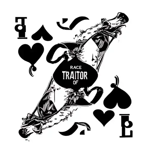 race traitor text black and white simplistic bold rectangle bnwo queen of spades tattoo design idea