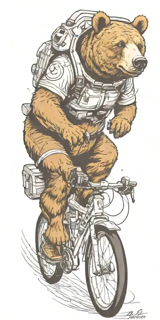 outer space bicycling bear tattoo design idea