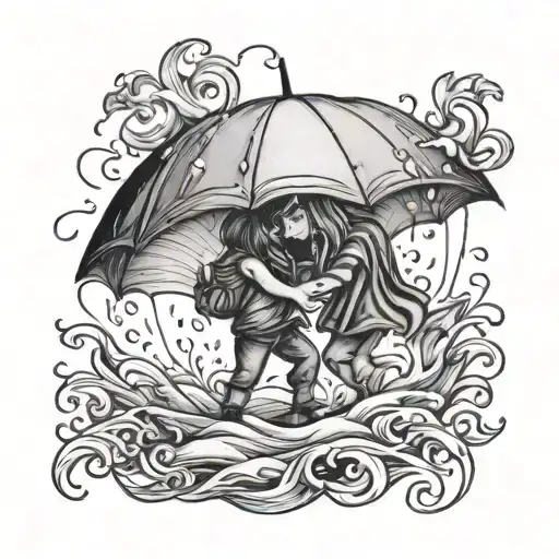 You either crying in the storm or dancing in the rain tattoo design idea
