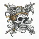 Hot rod flames skull tattoo design idea