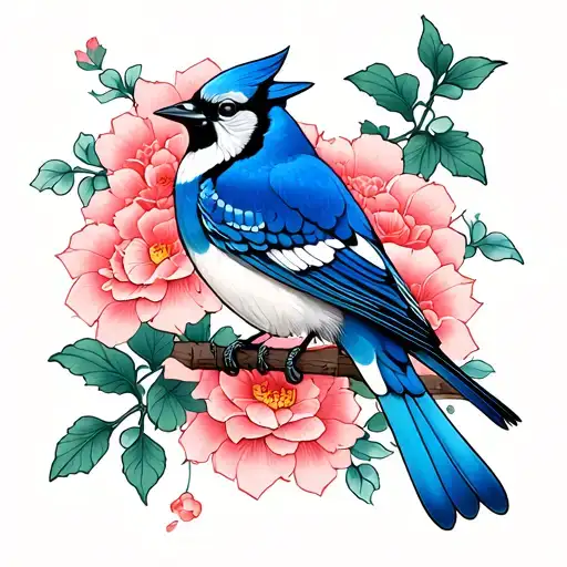 Irezumi Bluejay tattoo design idea