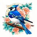 Irezumi Bluejay tattoo design idea