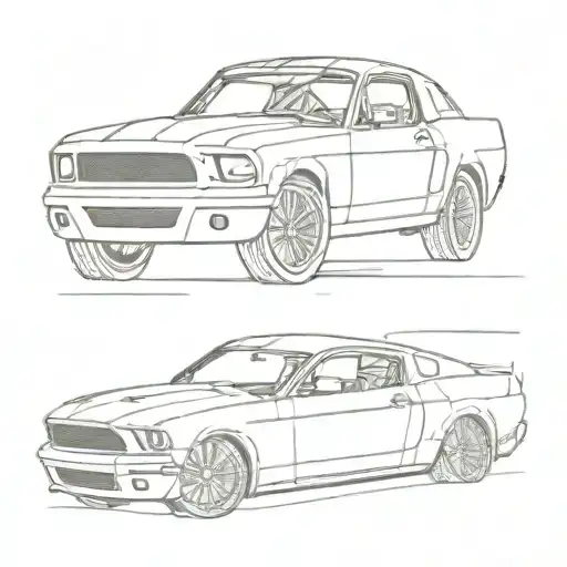 fast cars and dive bars mustang tattoo design idea