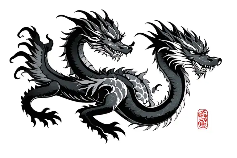 Japanese dragon without wings black and grey tattoo design tattoo design idea