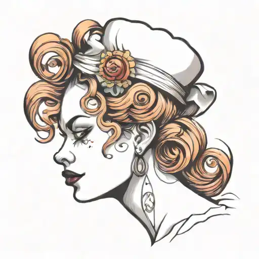 clown face girl side profile tattoo design idea