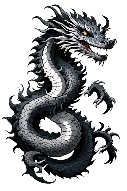 naga dragon wrapped tattoo design idea