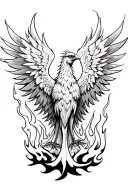 burning wing of a phoenix rising from the ashes symbolizing rebirth with flames tattoo design idea