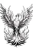 burning wing of a phoenix rising from the ashes symbolizing rebirth with flames tattoo design idea