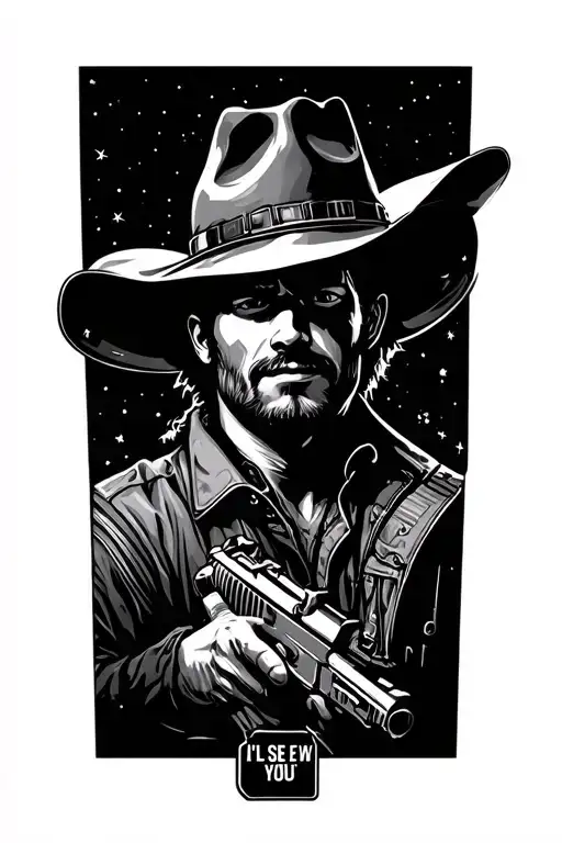 I'll see you space cowboy tattoo design idea
