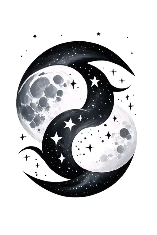 moon and stars tattoo design idea
