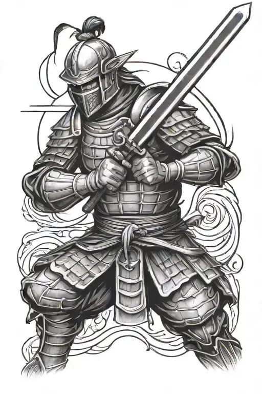 ronin warrior with sword tattoo design idea