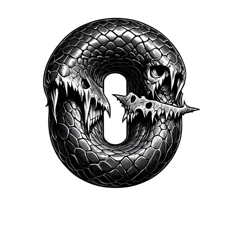 razor blade, snakeskin, ferrish whell, N letter tattoo design idea