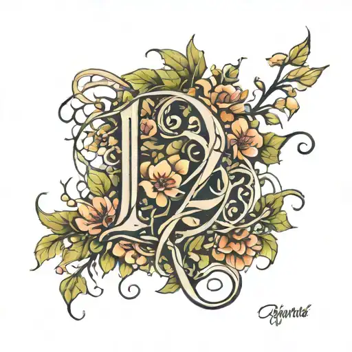 the number 123 made out of vines and flowers tattoo design idea