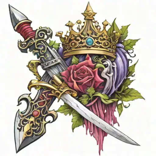 crown sword going tattoo design idea