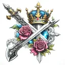 crown sword going tattoo design idea