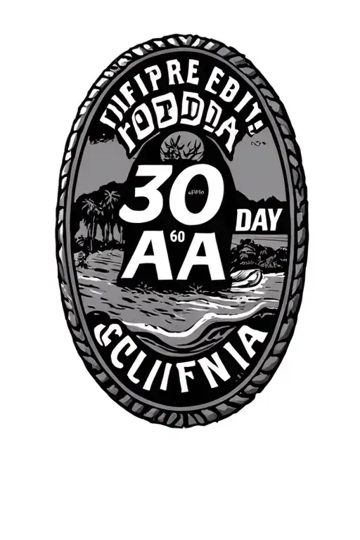 California, rehab, sobriety, 30 day AA chip 60 day AA chip tattoo design idea