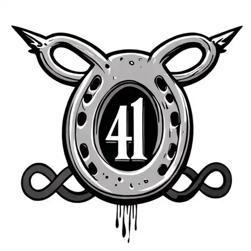 number 41, a horseshoe, a semicolon, and an infinity symbol tattoo design idea