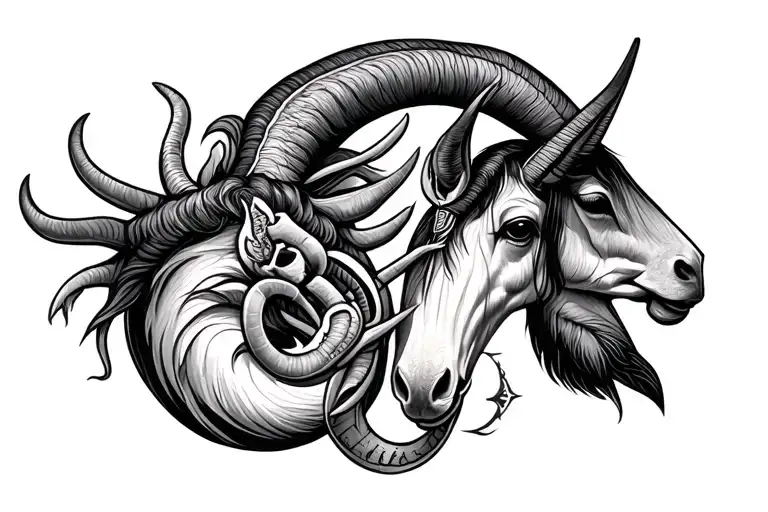 Capricorn and Cancer Zodiac Sign tattoo design idea