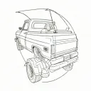 chevy C10 lowered, angled tattoo design idea