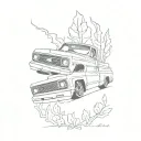 chevy C10 lowered, angled tattoo design idea