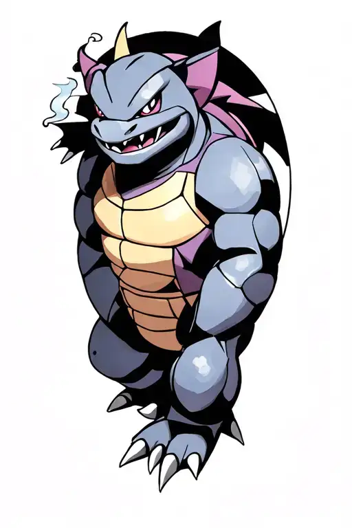 Blastoise and Gengar, Smoking joint, "highly detailed" stoners tattoo design idea