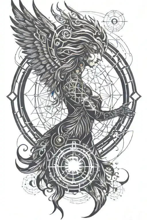 woman pheonix reborn + i am stronger than ever. fire moon tattoo design idea