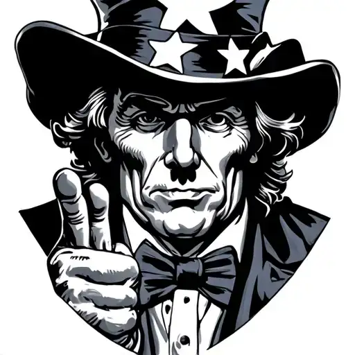 uncle Sam flipping you off reverse negative space tattoo design idea